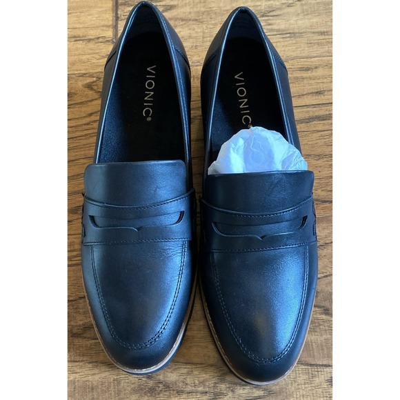 Vionic Shoes - Vionic Cheryl II Black Leather Loafer Shoe Women Size 9 Medium